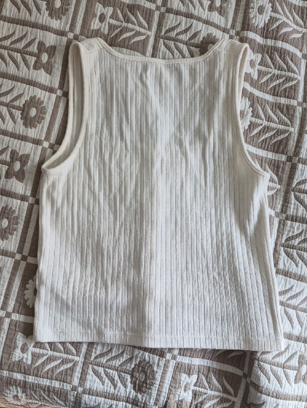 Madewell Cream Ribbed Button-Front Tank - Picture 5 of 5